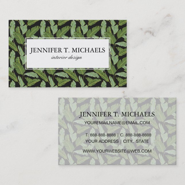 Palm Leaves | Monogram Business Card (Front/Back)
