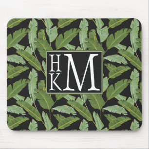Palm Leaves   Monogram Mouse Pad