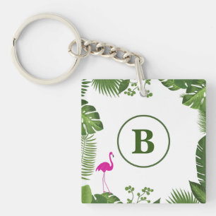 Palm Leaves Monogrammed Acrylic Keychain