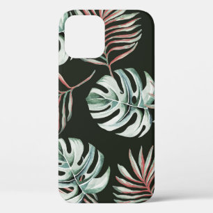 Palm leaves, monstera: tropical watercolor. iPhone 12 case