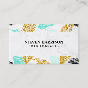 Palm Leaves Natural Marble Business Card