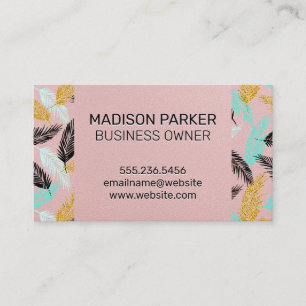 Palm Leaves   Natural   Pink Texture Business Card