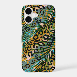 Palm leaves on a leopard background.