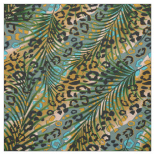 Palm leaves on a leopard background fabric