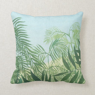 Palm Leaves on Pale Blue Henri Rousseau Pillow