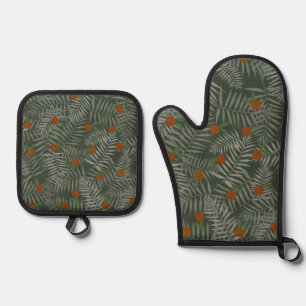 Palm Leaves & Oranges Oven Mitt & Pot Holder Set