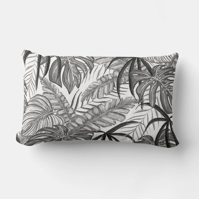 Palm Leaves Outdoor Lumbar Pillow 13" x 21" (Front)