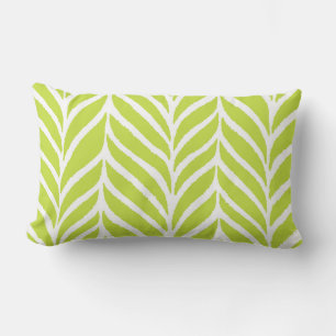 Palm Leaves Pattern Chartreuse Green Lumbar Cushion