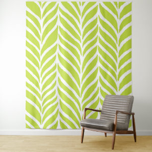 Palm Leaves Pattern Chartreuse Green Tapestry