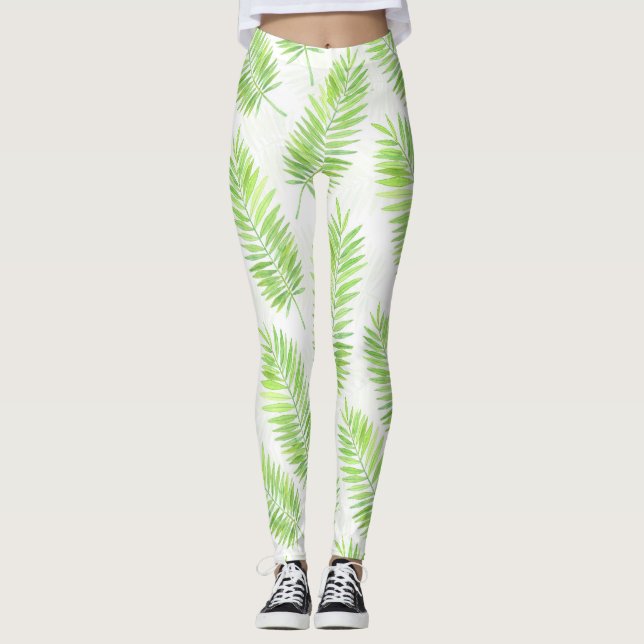 Palm leaves pattern leggings (Front)