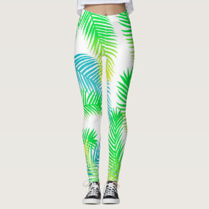 Palm Leaves Pattern Leggings – Tropical Botanical 