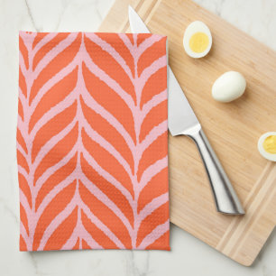 Palm Leaves Pattern Orange & Pink Tea Towel