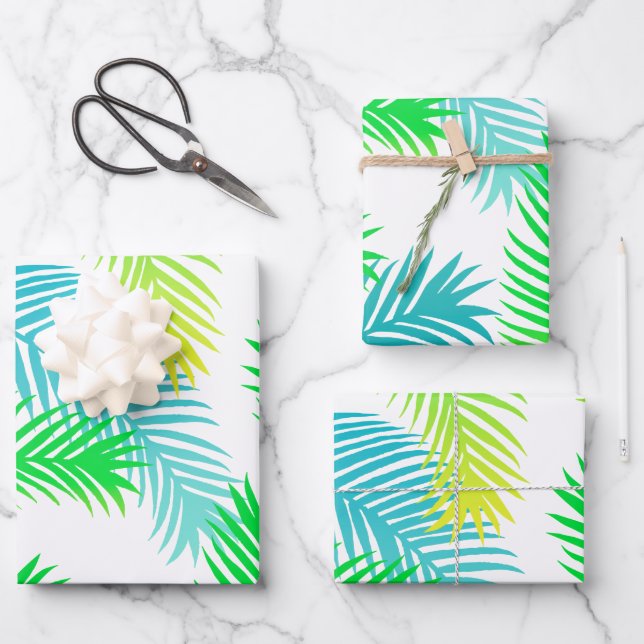 Palm leaves pattern wrapping paper sheet (Front)
