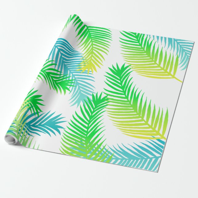 Palm Leaves Pattern Wrapping Paper – Tropical Gift (Unrolled)