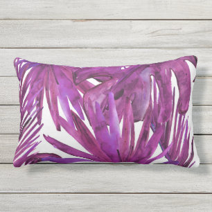 Palm Leaves, Purple Lumbar Cushion