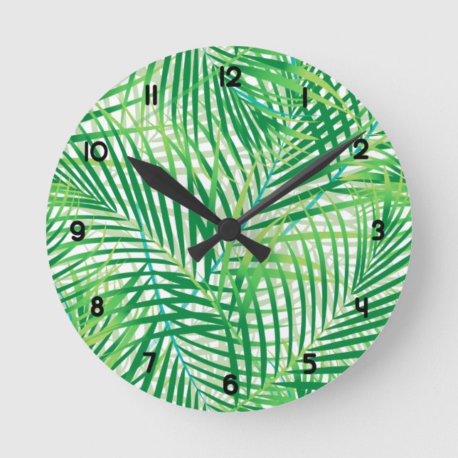 Palm leaves round clock (Front)
