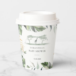 Palm Leaves Safari Giraffe Jungle Baby Shower Paper Cups