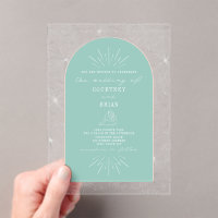 Palm Leaves Seashell Aqua Tropical Wedding