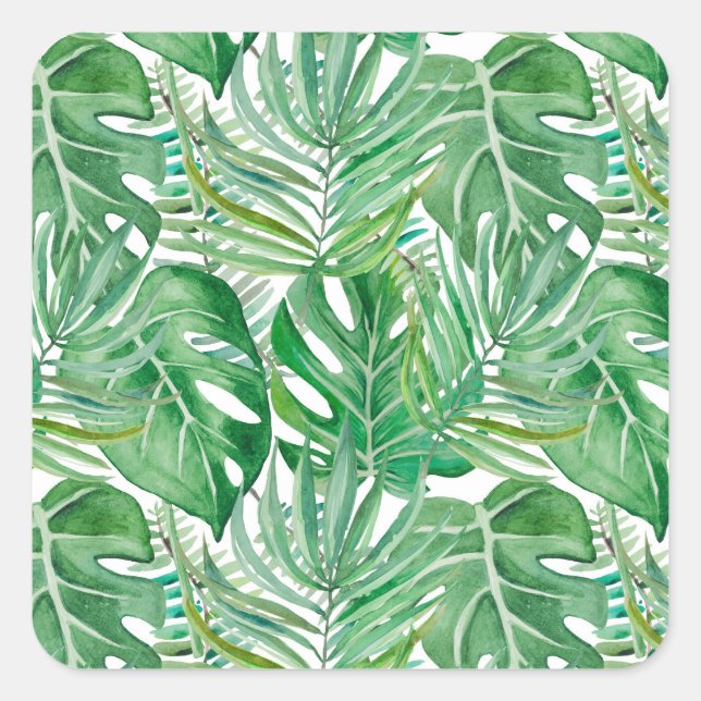 Palm leaves square sticker (Front)