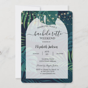 Palm Leaves String Lights Bachelorette Party Invitation