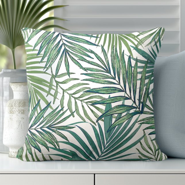 Palm Leaves Throw Pillow (Explore Totally Coast's Exclusive Pillow Designs.)