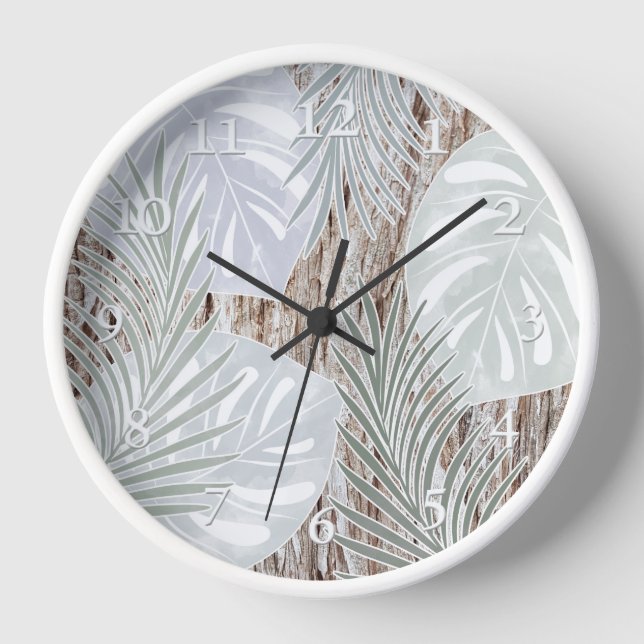 Palm leaves, tree, tropical, Botanical Clock (Front)