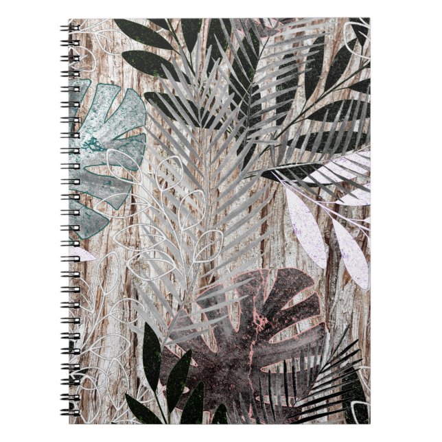 Palm leaves, tree, tropical, Botanical Notebook (Front)