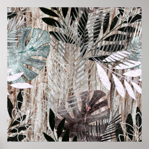 Palm leaves, tree, tropical, Botanical Poster