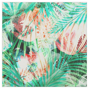 palm leaves, tropical, Botanical, colourful Fabric