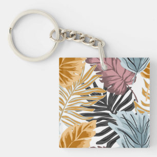 Palm leaves, tropical, Botanical, jungle, forest, Key Ring