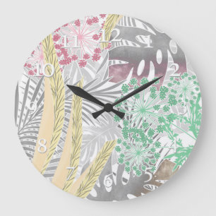 Palm leaves, tropical, Botanical, leaves, jungle Large Clock