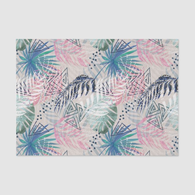 Palm leaves, tropical, Botanical, leaves, jungle, Tissue Paper (Front)