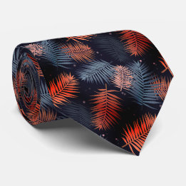 Palm leaves tropical design tie