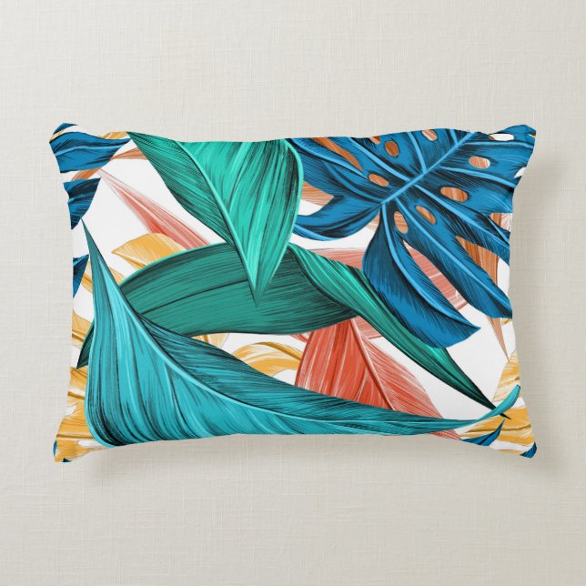 Palm leaves tropical exotic  decorative cushion (Front)
