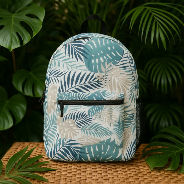 Palm leaves tropical foliage beach vibe exotic printed backpack (Creator Uploaded)