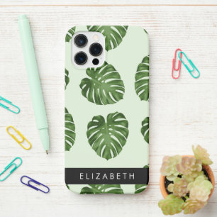 Palm Leaves, Tropical Pattern, Your Name iPhone 12 Pro Case