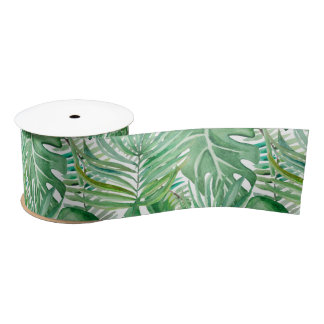 Palm leaves wash cloth satin ribbon