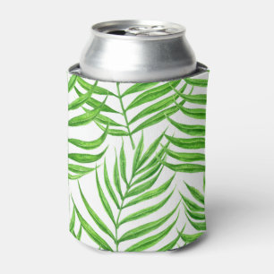 Palm leaves watercolor can cooler
