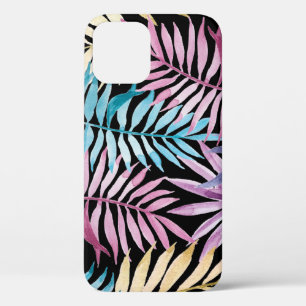 Palm leaves: watercolor dark pattern iPhone 12 case