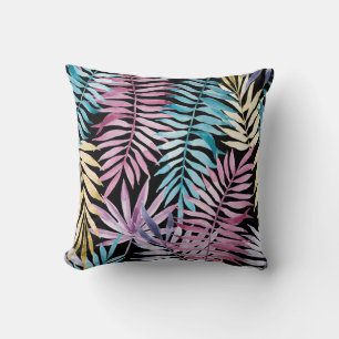 Palm leaves: watercolor dark pattern cushion