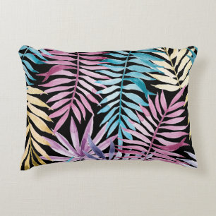 Palm leaves: watercolor dark pattern decorative cushion
