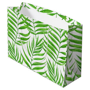 Palm leaves watercolor large gift bag