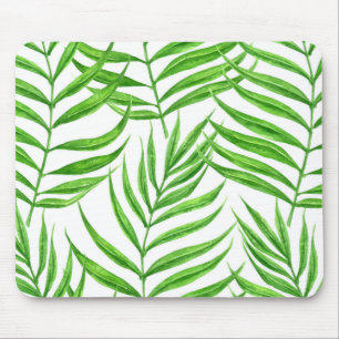 Palm leaves watercolor mouse pad