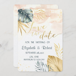 Palm Leaves Watercolor Save The Date