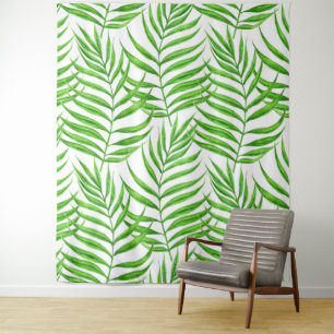 Palm leaves watercolor tapestry