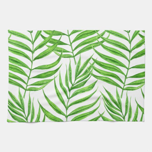 Palm leaves watercolor tea towel (Horizontal)