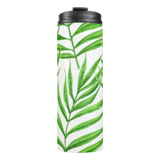 Palm leaves watercolor thermal tumbler (Front)
