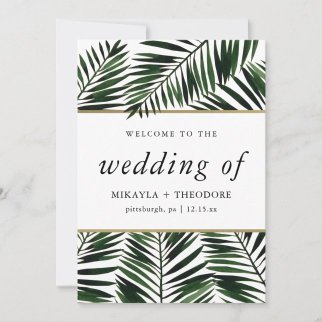 Palm Leaves Wedding Program (Front)