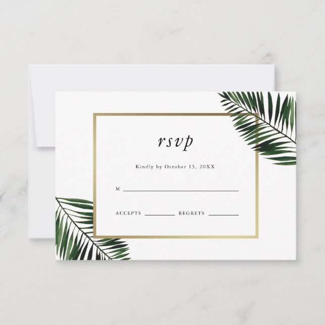 Palm Leaves Wedding Rsvp (Front)