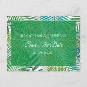 Palm Leaves Wedding Save the date Announcement Postcard
